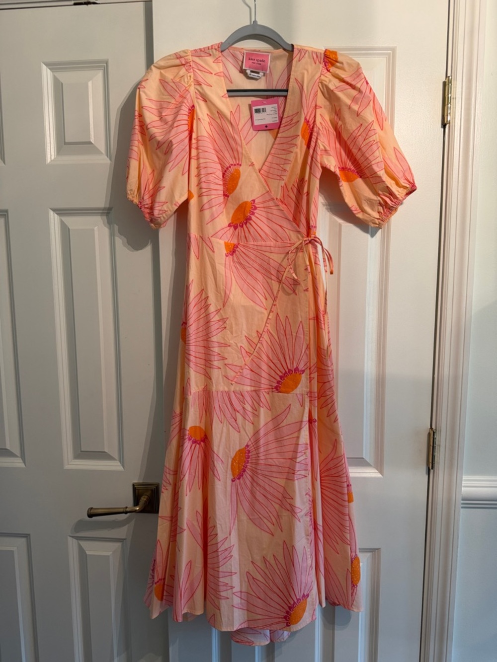 kate spade Peach Maxi Dress with Pink & Orange Floral Print NWT